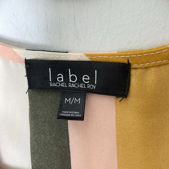 RACHEL ROY Label Line Multicolored Striped Criss Cross Front Sleeveless Blouse M - Picture 2 of 6